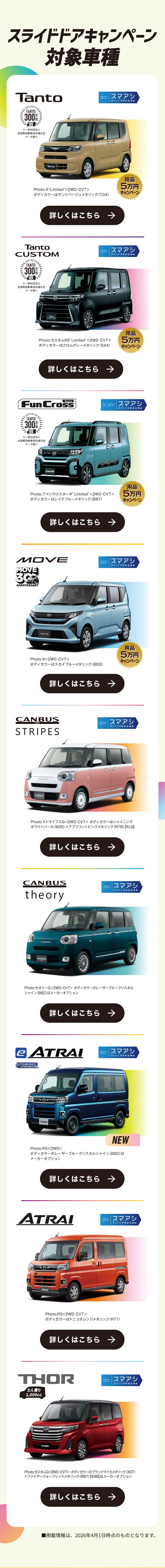 スライドドアキャンペーン対象車種